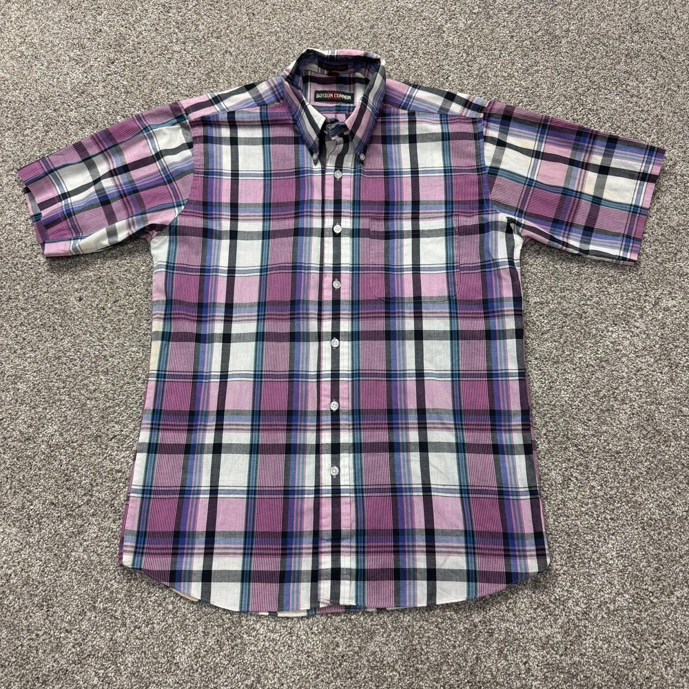 Boston Common Shirt Mens Medium Multicolor Plaid Short Sleeve Button Up Casual